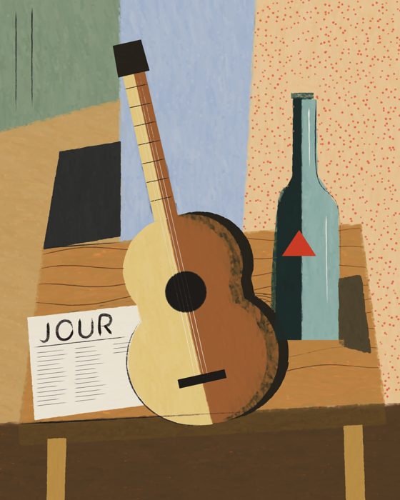 Guitare, bouteille et journal (Guitar, Bottle and Newspaper)
