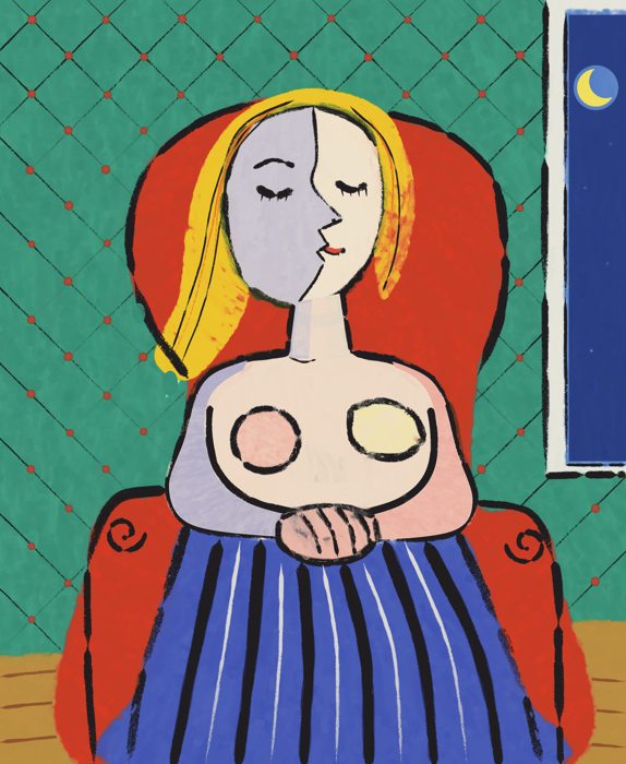 Sleeping Woman in a Red Armchair